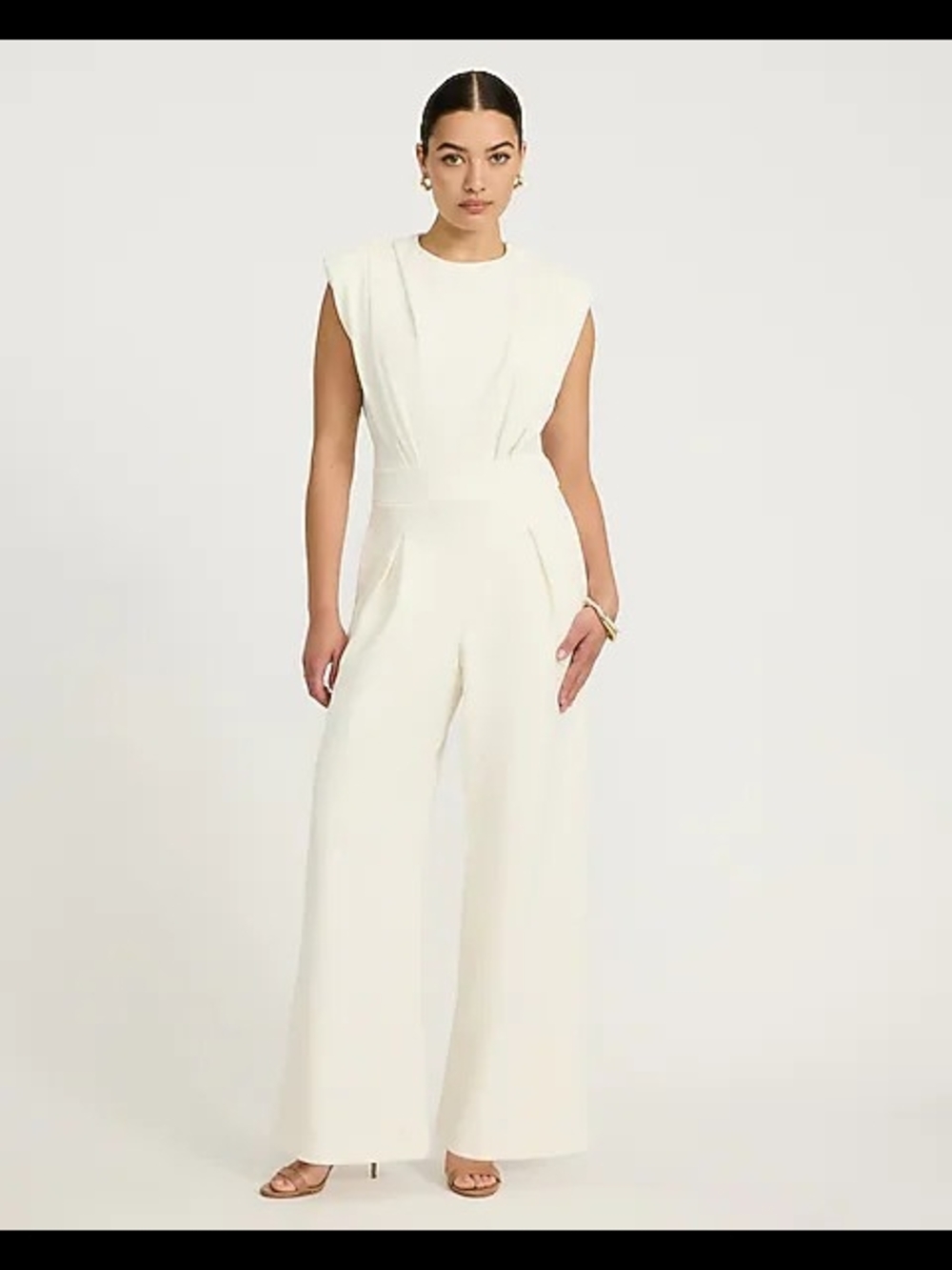 Express Crepe Crew Neck Cap Sleeve Wide Leg Jumpsuit with Pockets XS